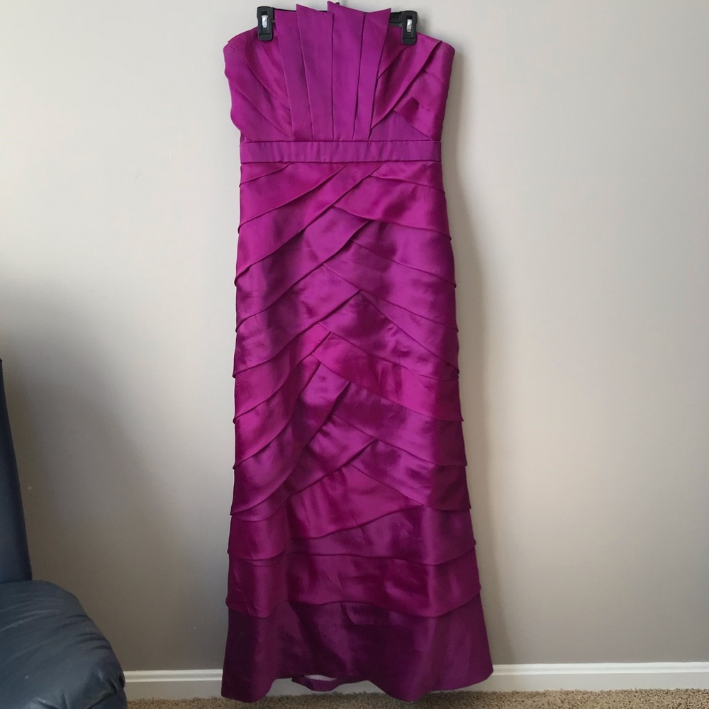 Badgley Mischka Strapless Tiered Evening Gown  12